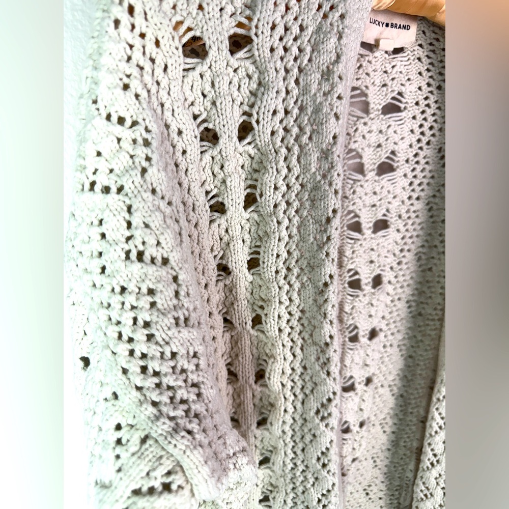 Lucky Brand Thick Cream Knit Cable Sweater perfect for spring, summer - Picture 8 of 11